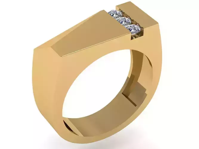 Modern Flat top Ring with Bezel setting one one side
