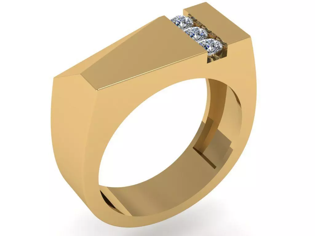 Modern Flat top Ring with Bezel setting one one side 3D print model_0