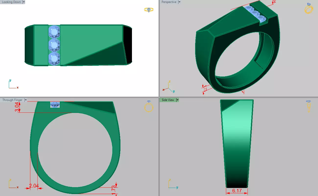Modern Flat top Ring with Bezel setting one one side 3D print model_4