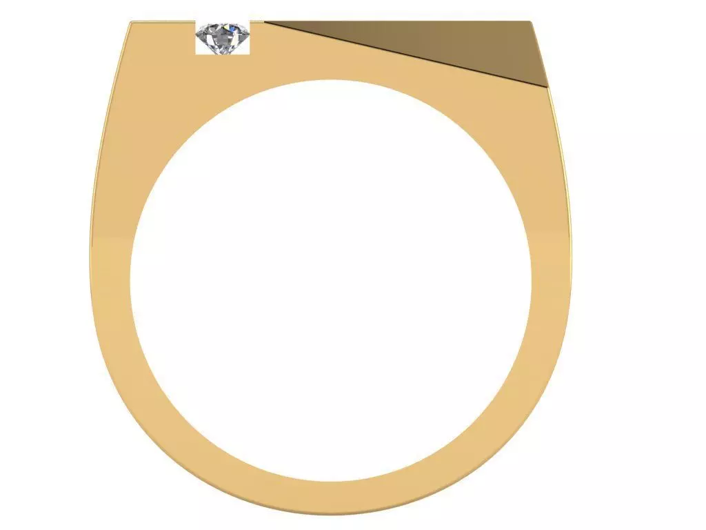 Modern Flat top Ring with Bezel setting one one side 3D print model_1