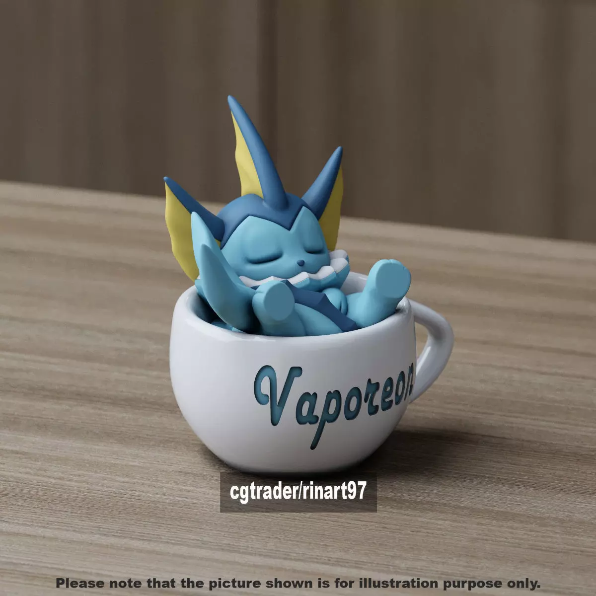 Vaporeon chill cup 3D print model_9
