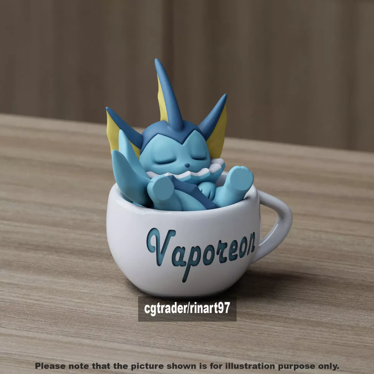 Vaporeon chill cup 3D print model_8