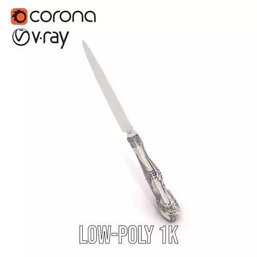 Ornate Silver Knife model pack Low-poly 3D model 7