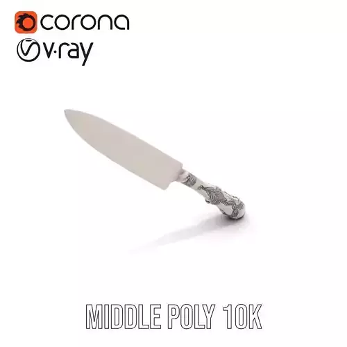 Ornate Silver Knife model pack Low-poly 3D model 5