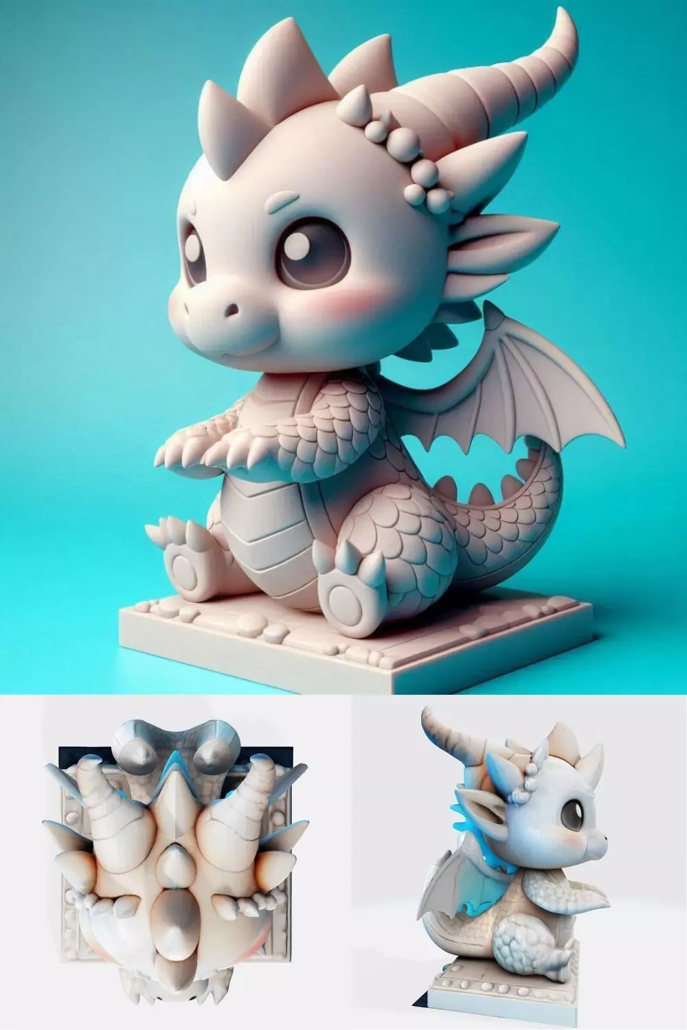 Cute Baby Dragon Figurine for Printing Anim Collectibles 3D model_4