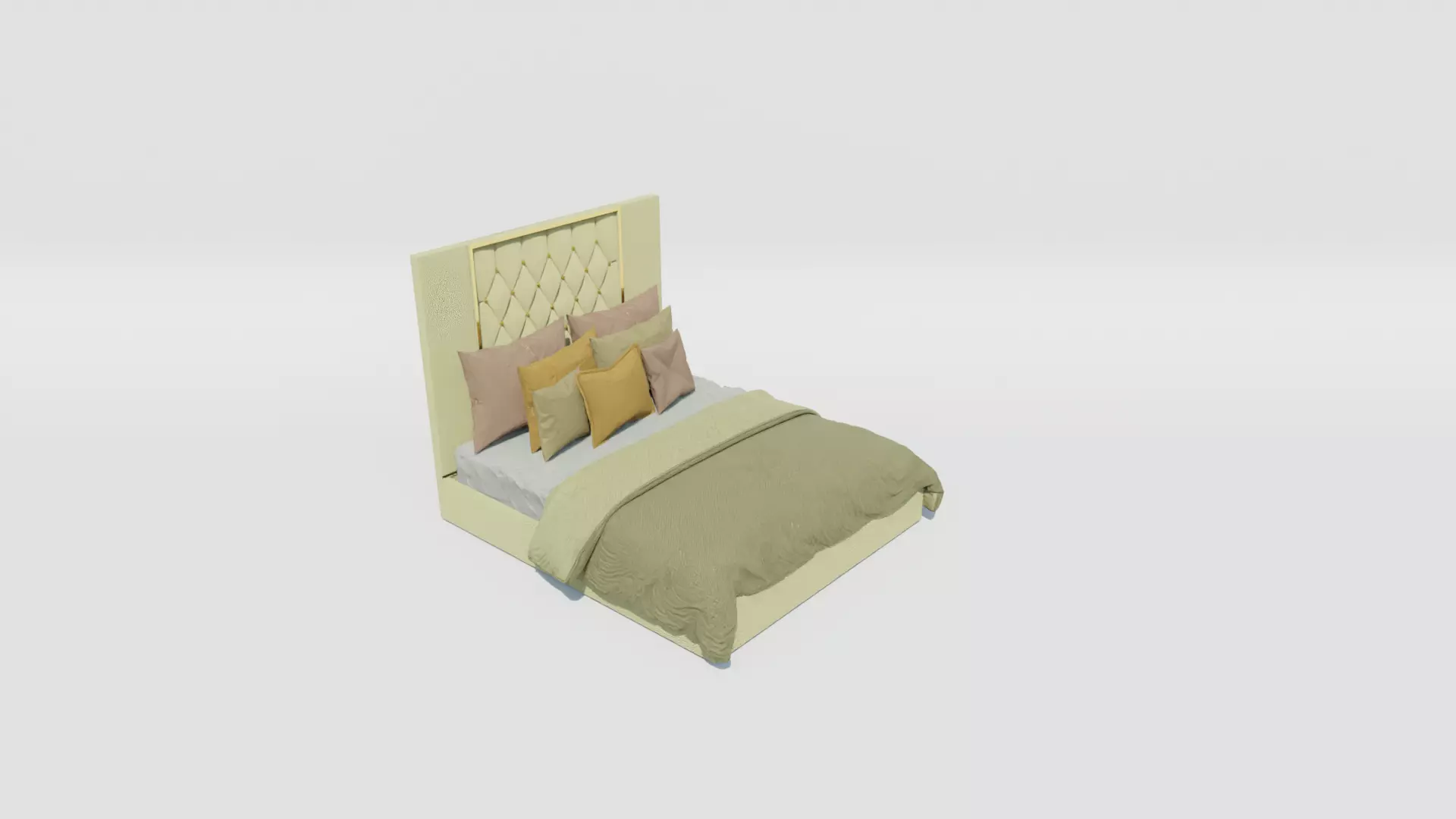 Ayla Mashriha Bed Low-poly 3D model_0