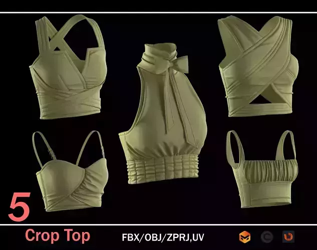 5 Base Womens Crop Top 3D model