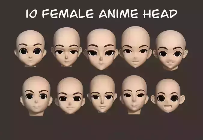 10 female anime head