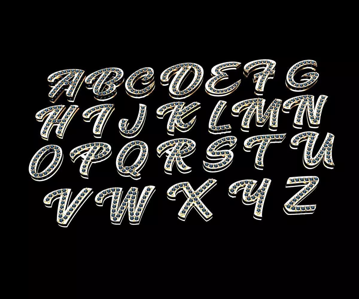 complete-alphabet-and-number-jewelry-cad-set 3D print model