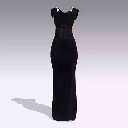 techno dress  corset dress Low-poly 3D model