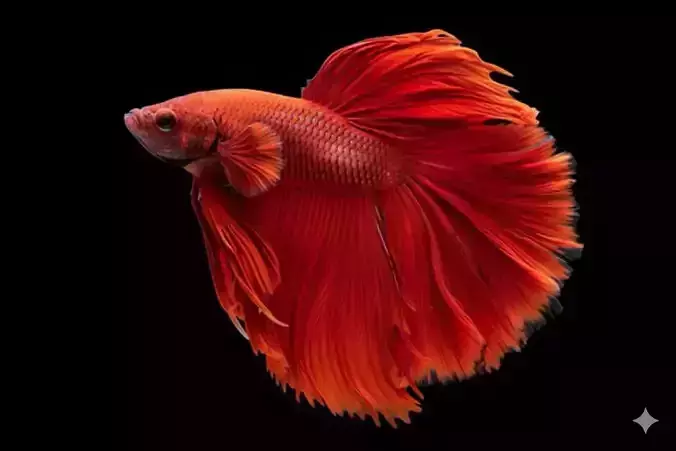 Fiery Phoenix Hyper-Realistic Red Betta Fish Sculpture Low-poly 3D model
