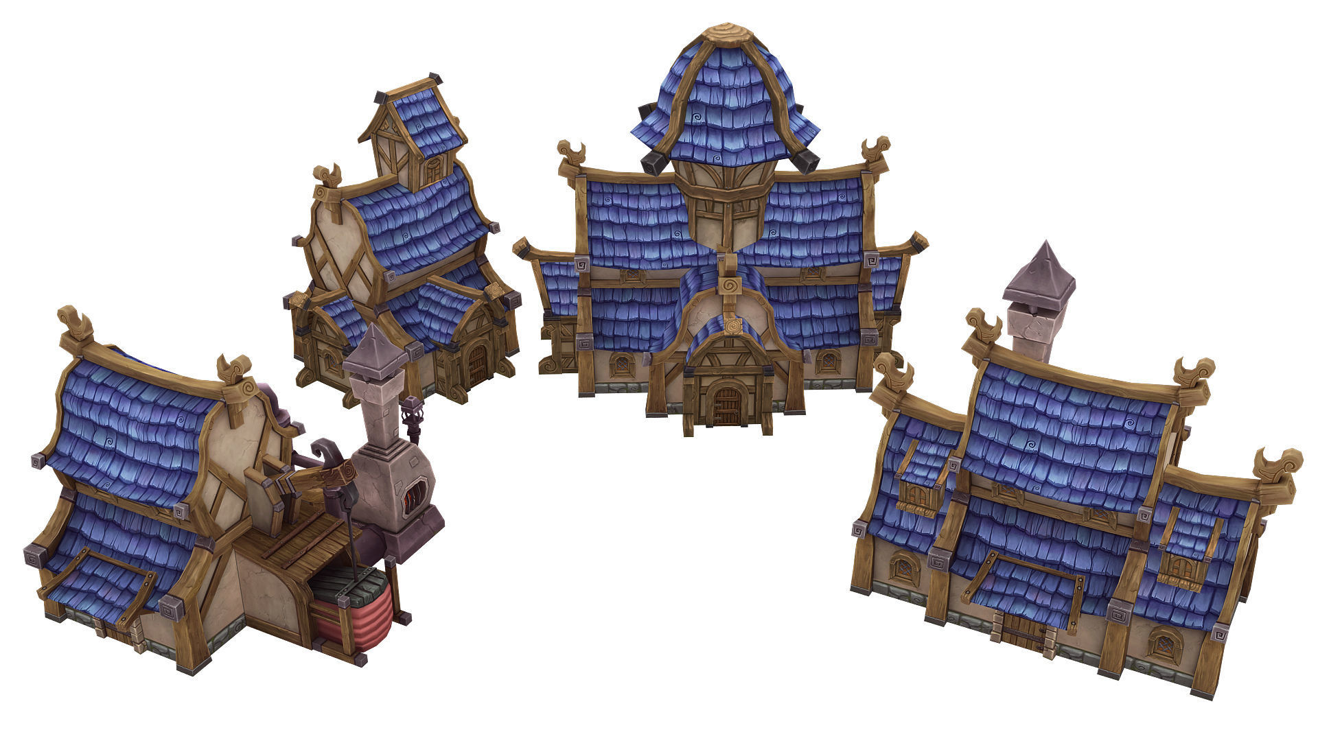 Fantasy Village Environment Low-poly 3D model_6