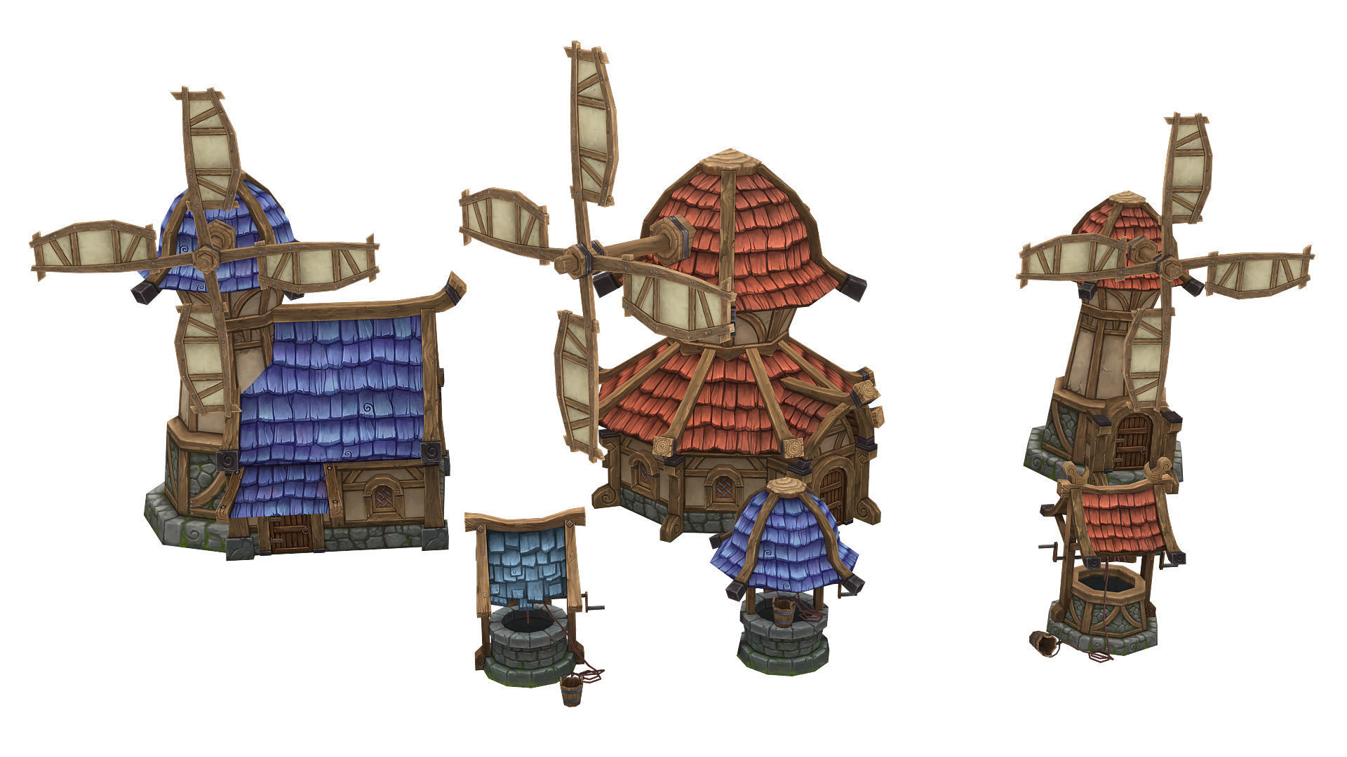 Fantasy Village Environment Low-poly 3D model_4