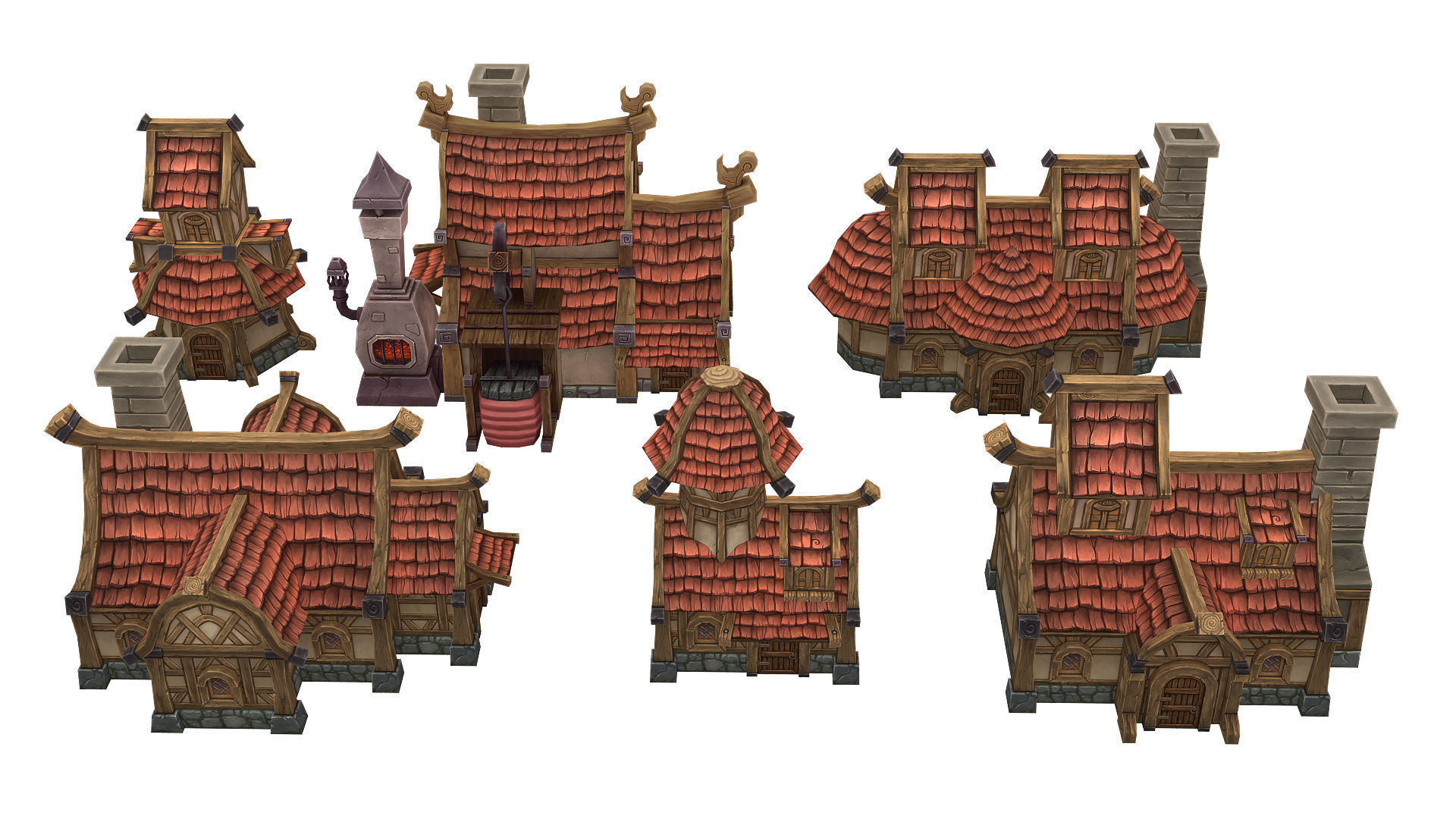 Fantasy Village Environment Low-poly 3D model_5