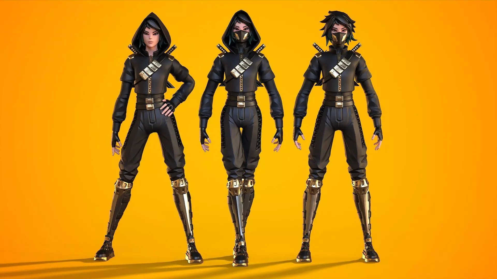 Stylized Ninja - Modular Character Low-poly 3D model_2