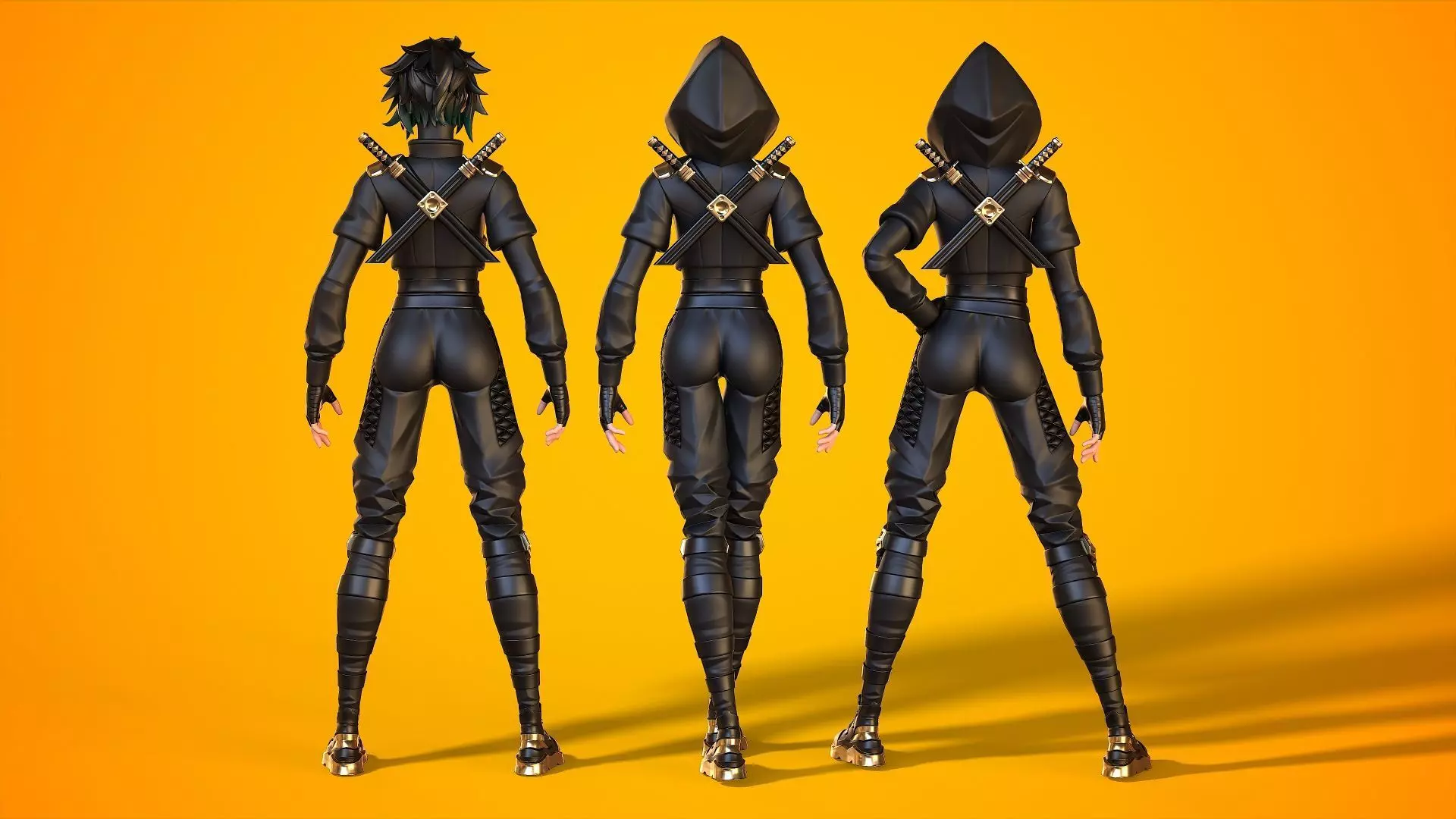 Stylized Ninja - Modular Character Low-poly 3D model_3
