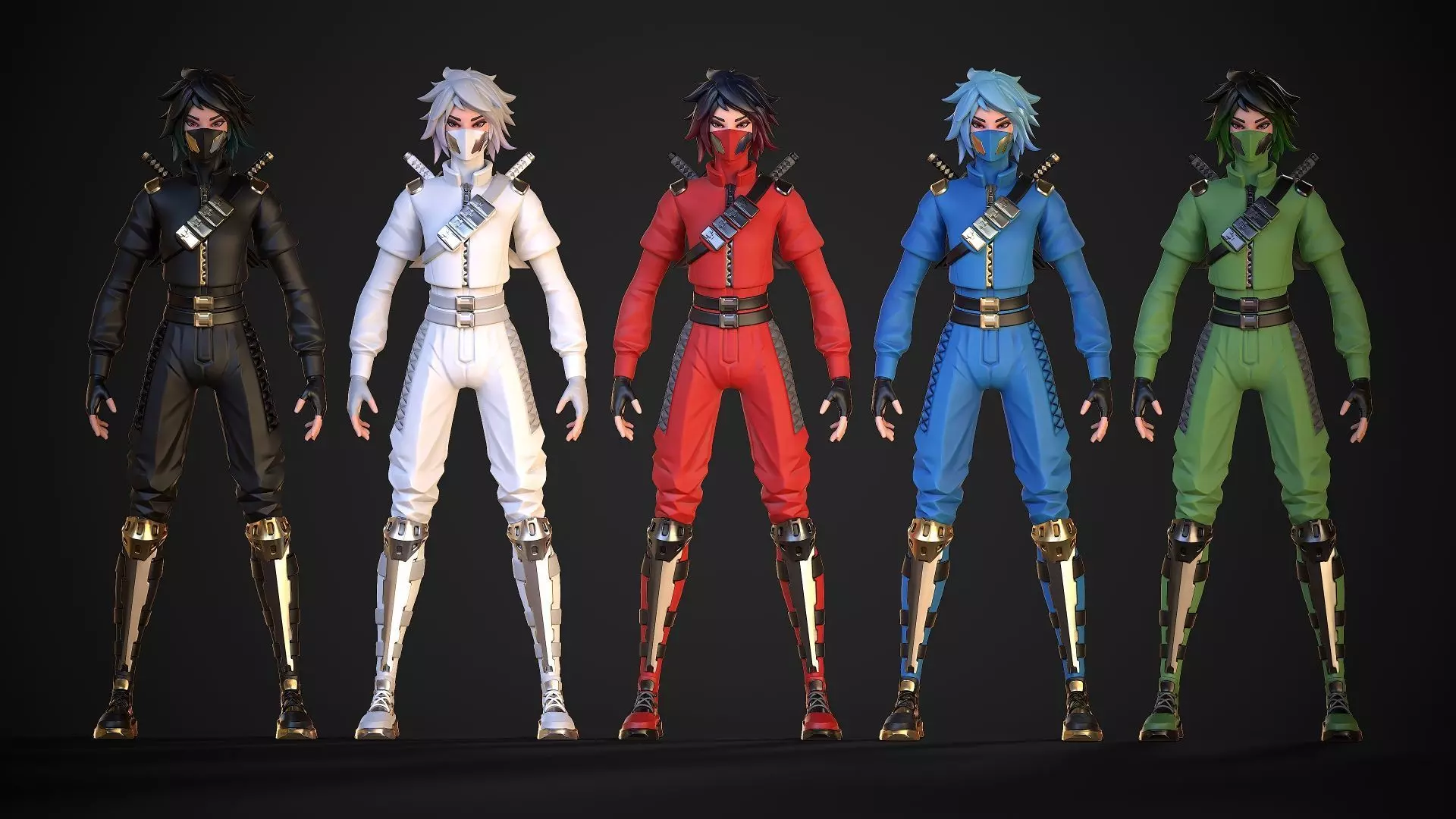 Stylized Ninja - Modular Character Low-poly 3D model_15