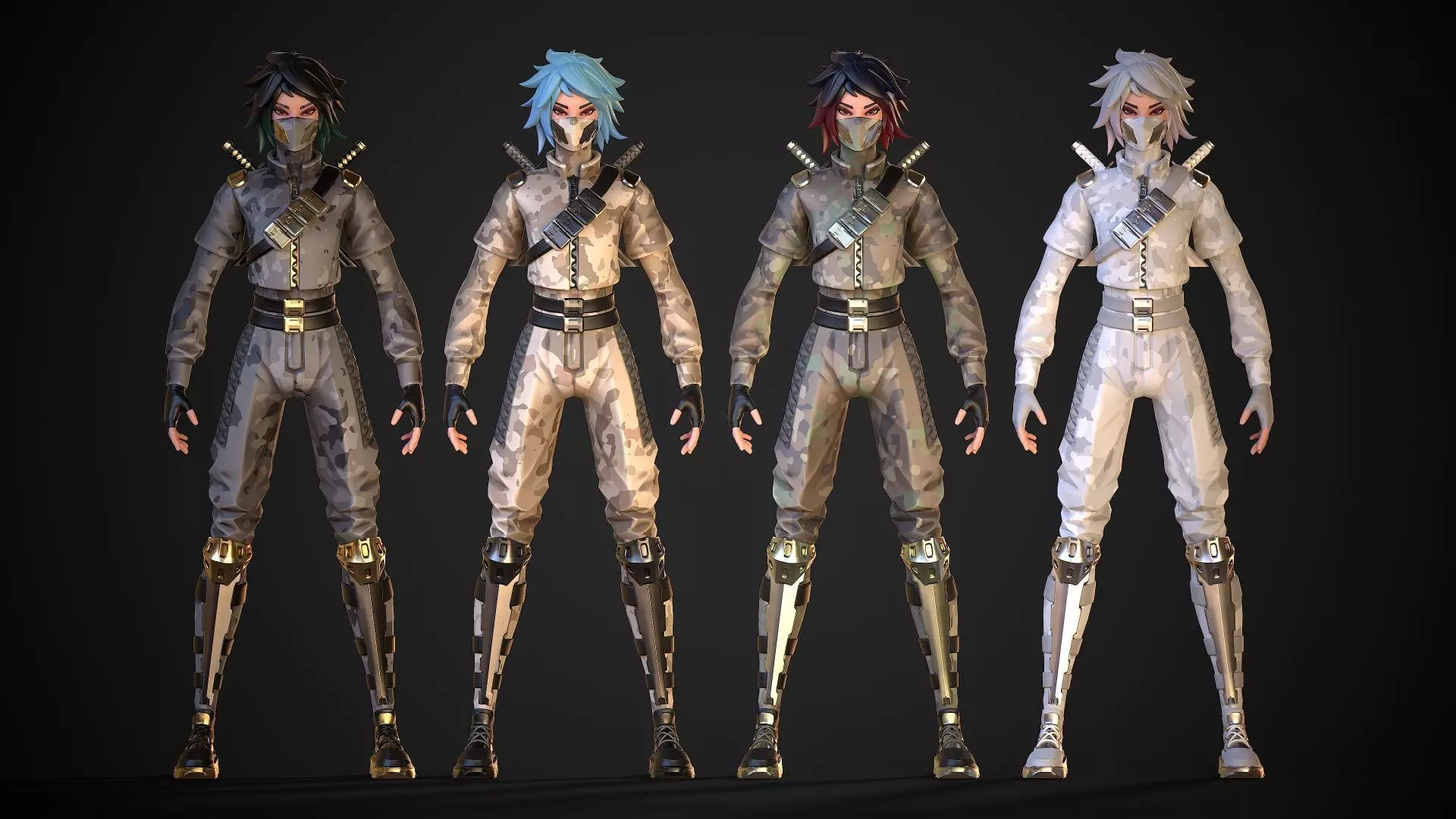 Stylized Ninja - Modular Character Low-poly 3D model_17