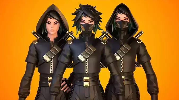 Stylized Ninja - Modular Character Low-poly 3D model