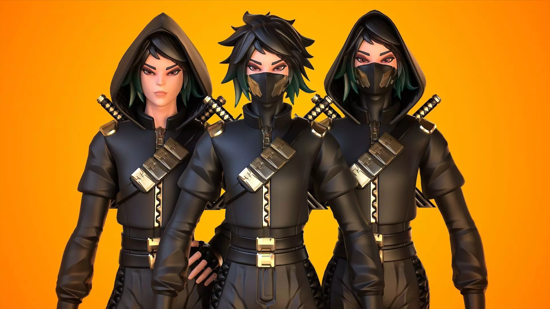 Stylized Ninja - Modular Character Low-poly 3D model_0