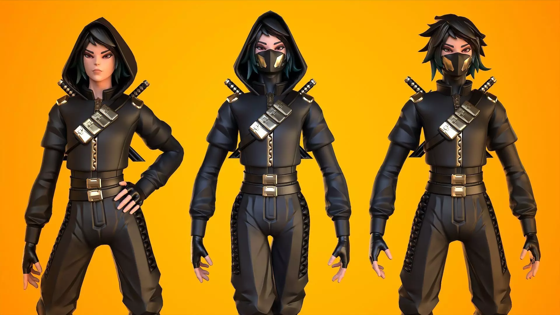 Stylized Ninja - Modular Character Low-poly 3D model_5