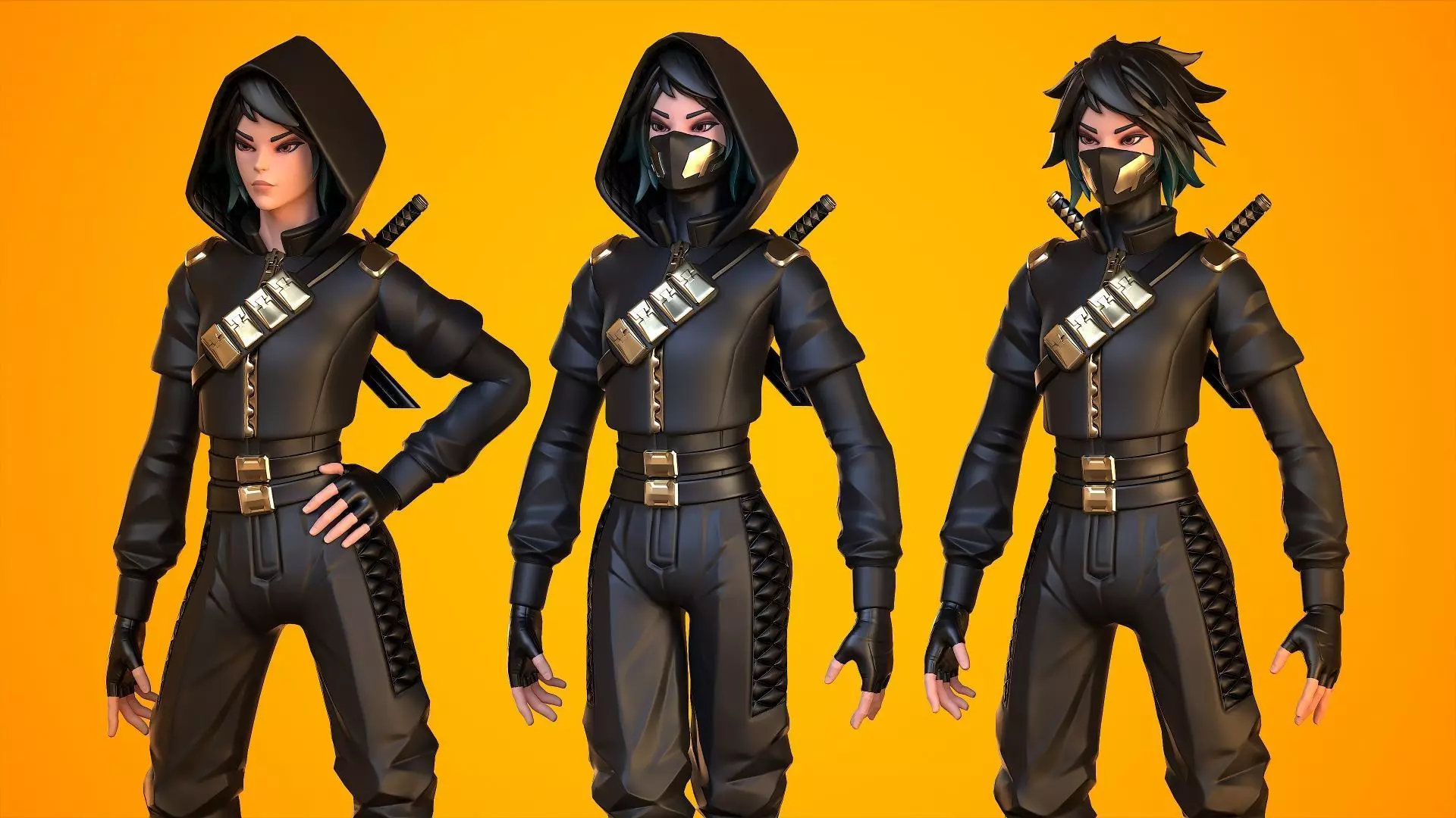 Stylized Ninja - Modular Character Low-poly 3D model_8