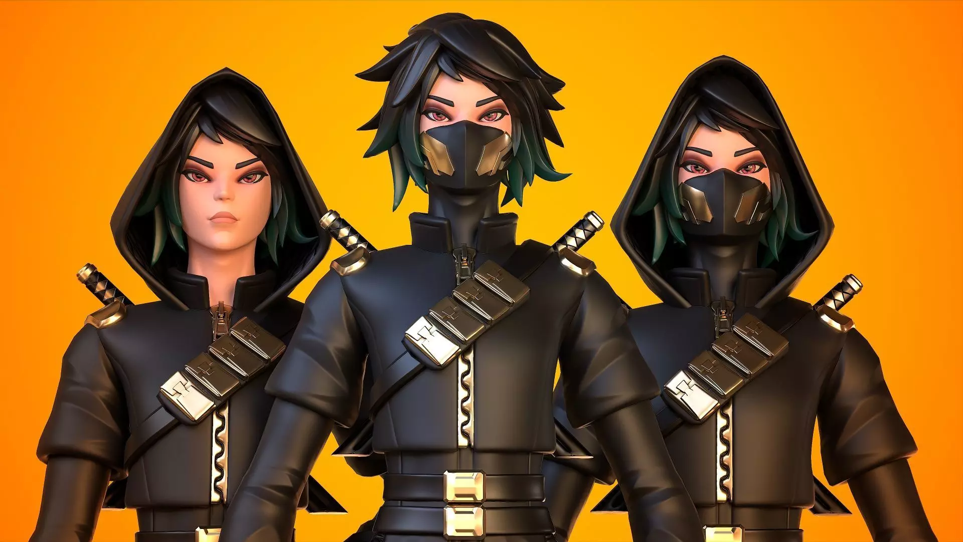 Stylized Ninja - Modular Character Low-poly 3D model_10