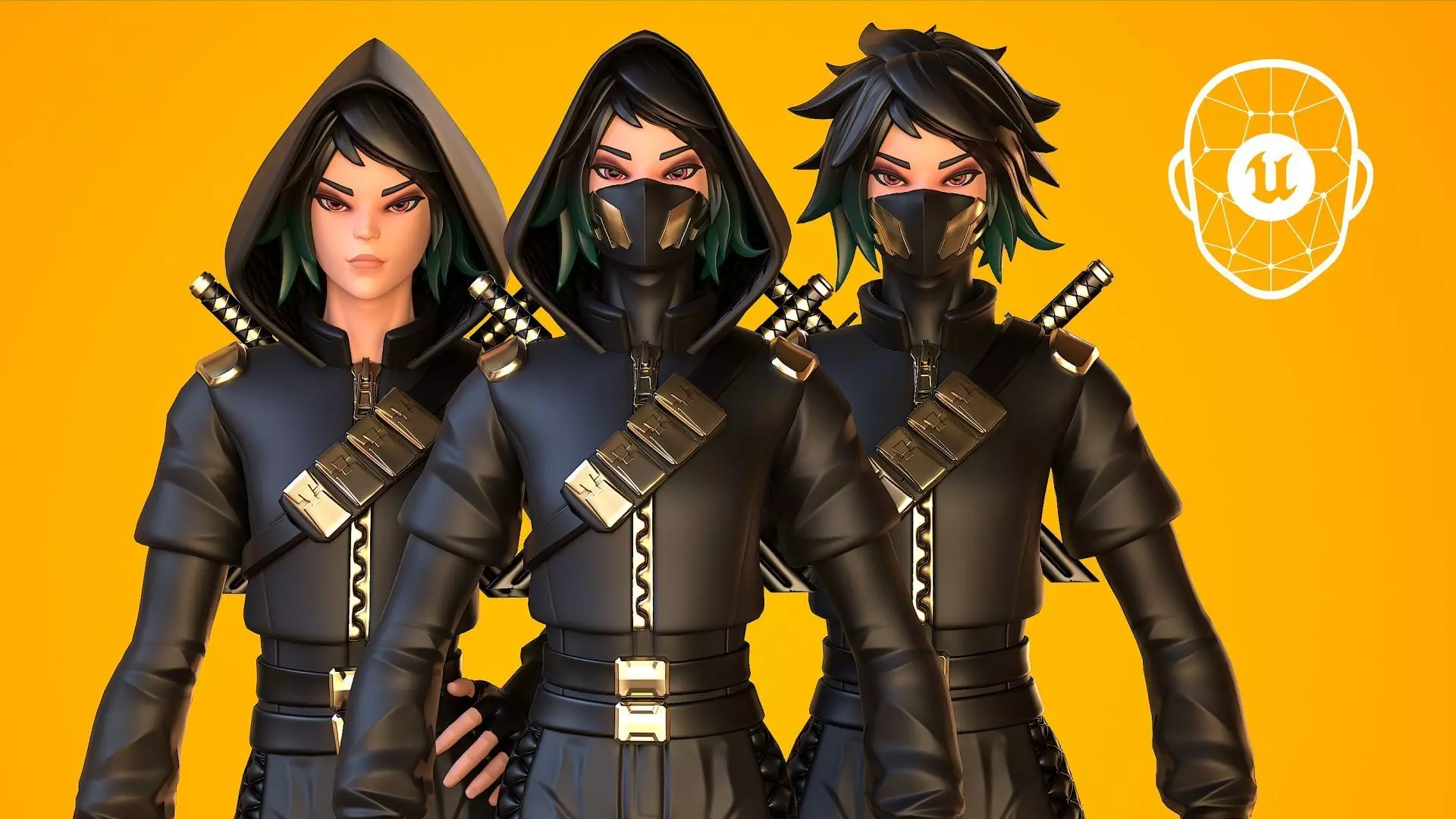 Stylized Ninja - Modular Character Low-poly 3D model_20
