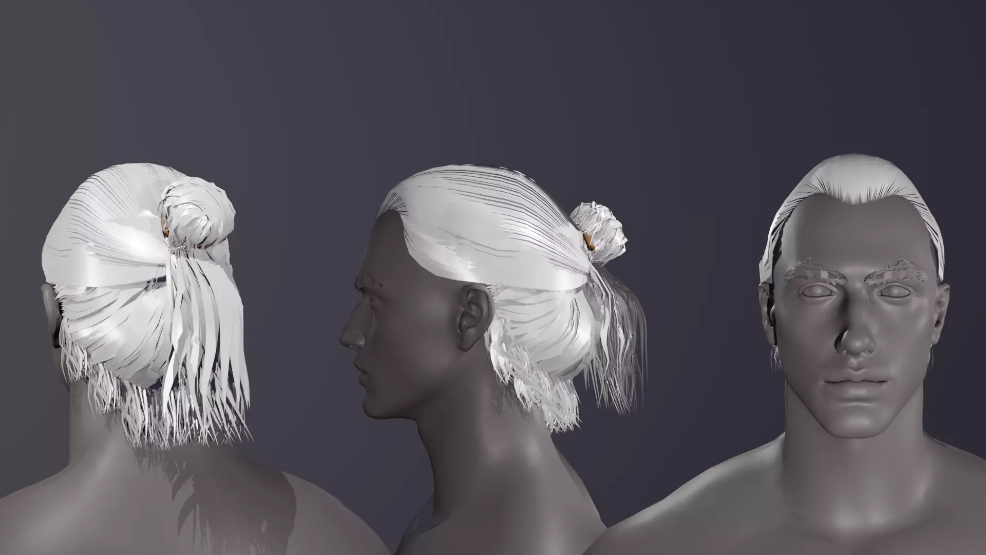 Hair Card Low-Poly Low-poly 3D model_1