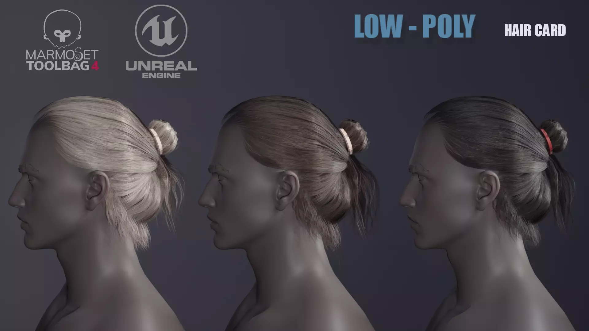 Hair Card Low-Poly Low-poly 3D model_0