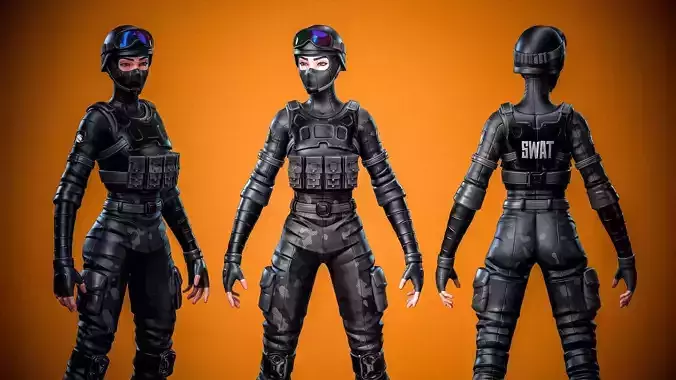 Stylized Female SWAT Soldier - UE4 UE5 Unity