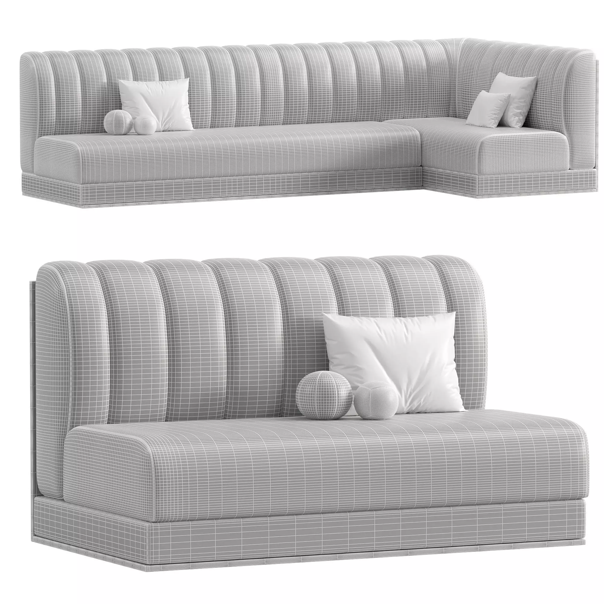 Restaurant Sofa Set Low-poly 3D model_4