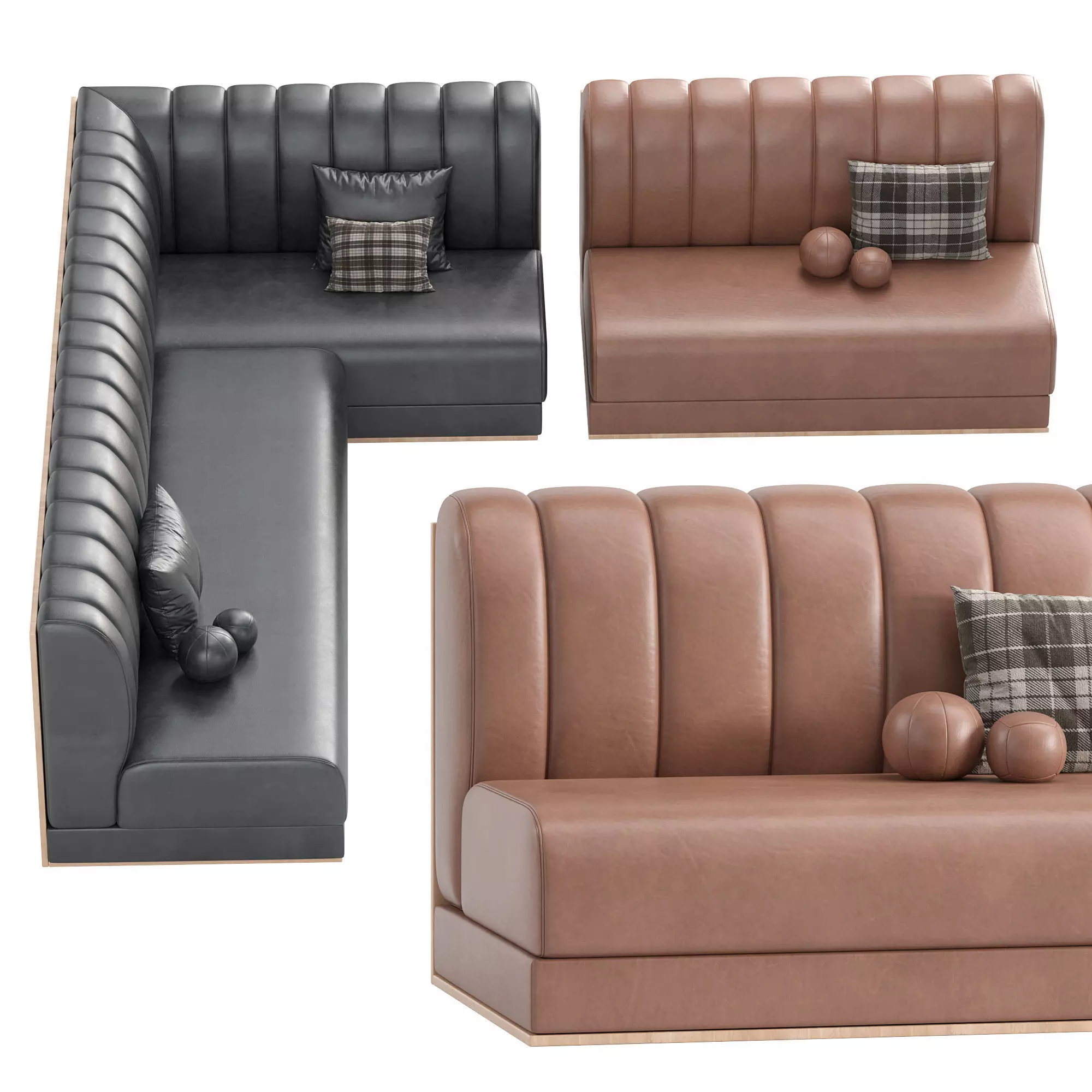 Restaurant Sofa Set Low-poly 3D model_3
