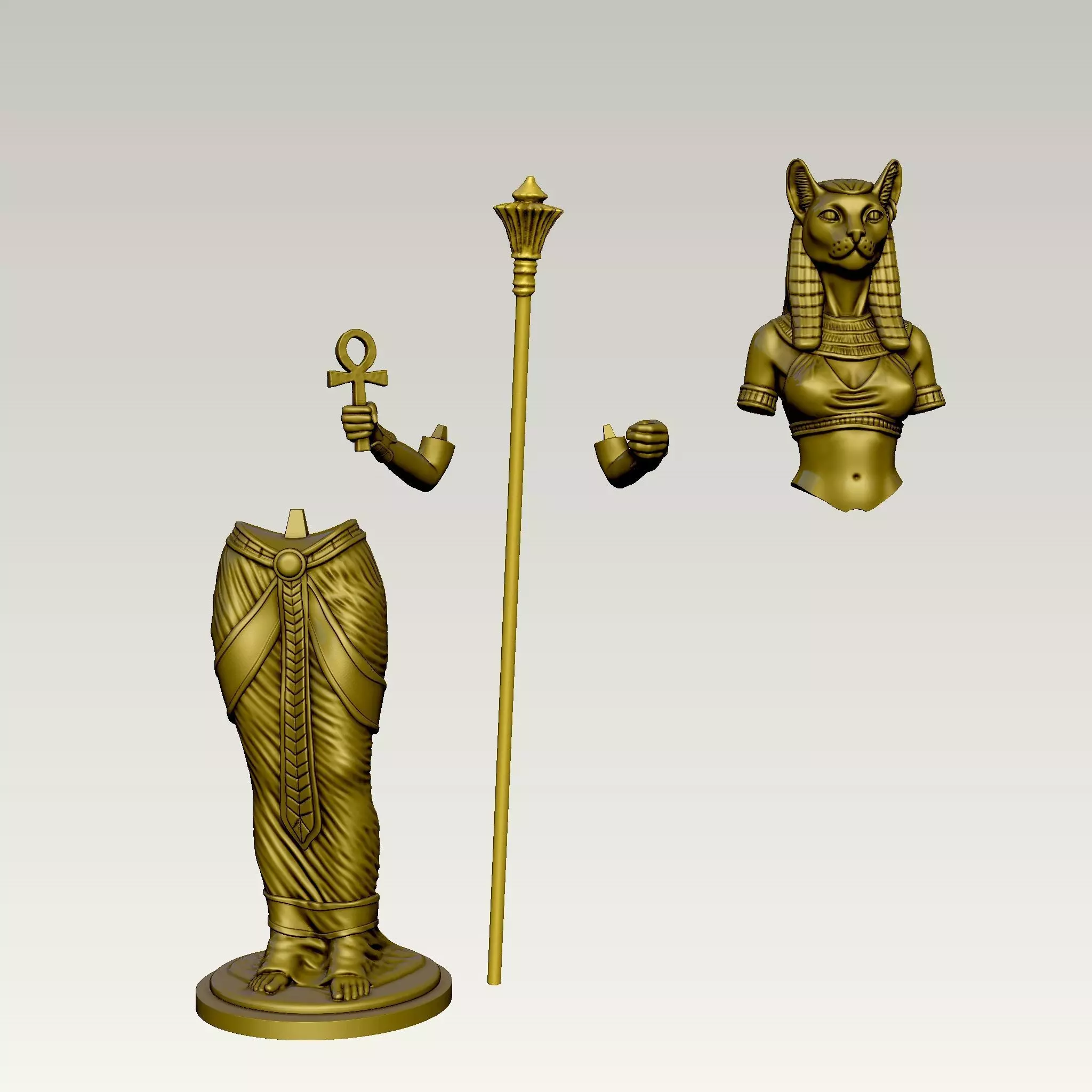 Statue of the Egyptian goddess Bastet 3D print model_2