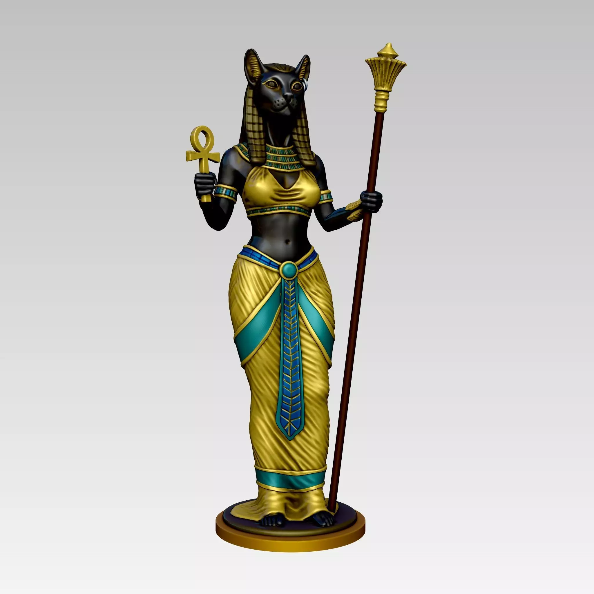 Statue of the Egyptian goddess Bastet 3D print model_1