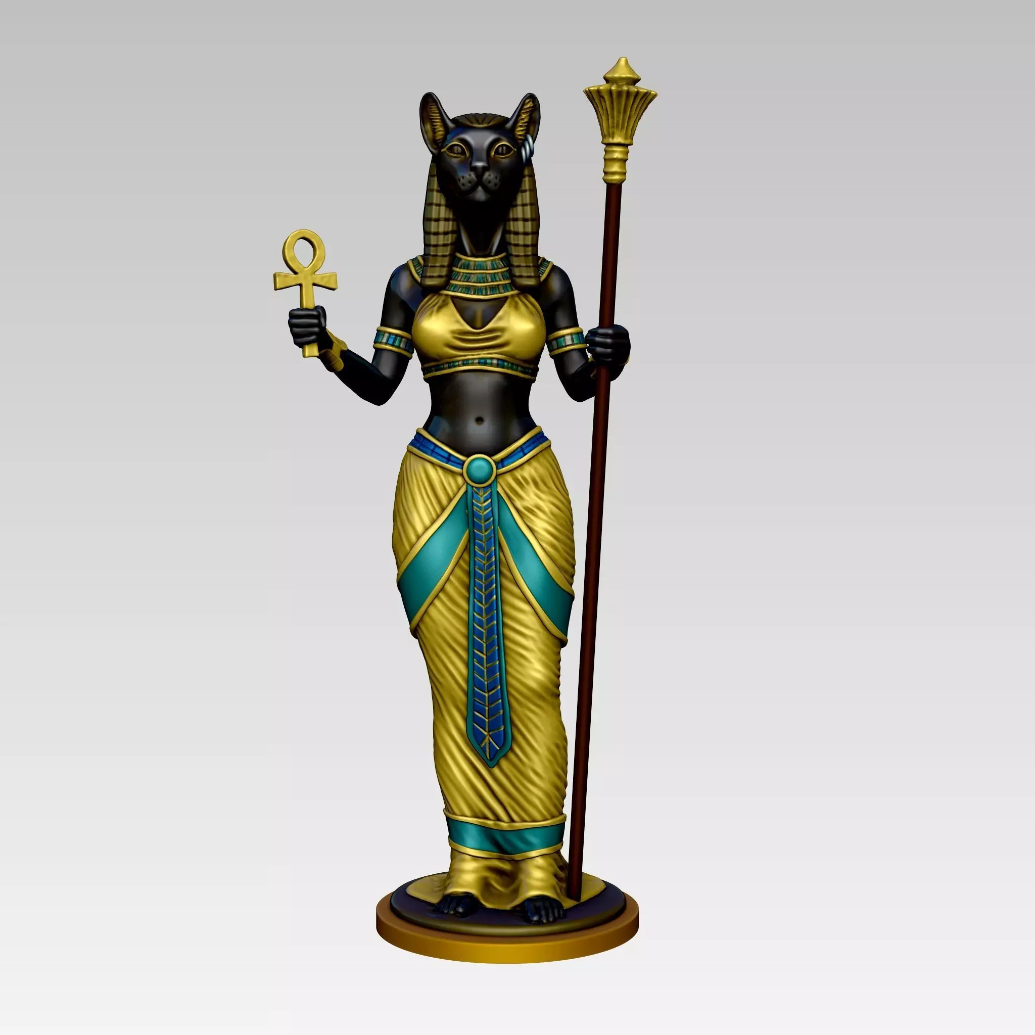 Statue of the Egyptian goddess Bastet 3D print model_3