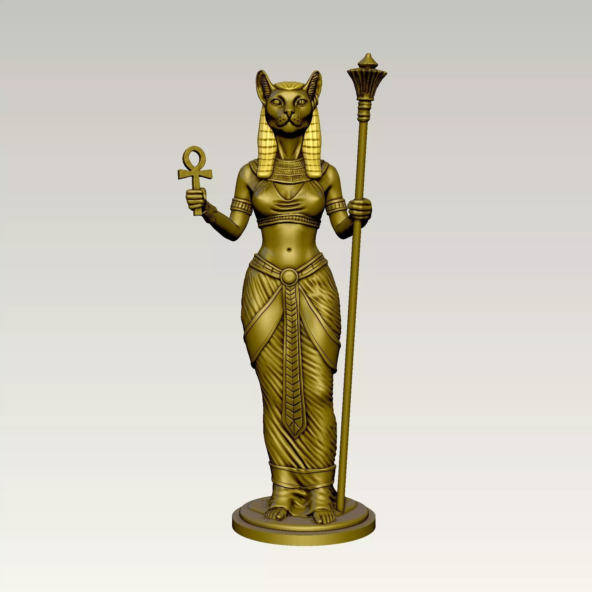 Statue of the Egyptian goddess Bastet 3D print model_4