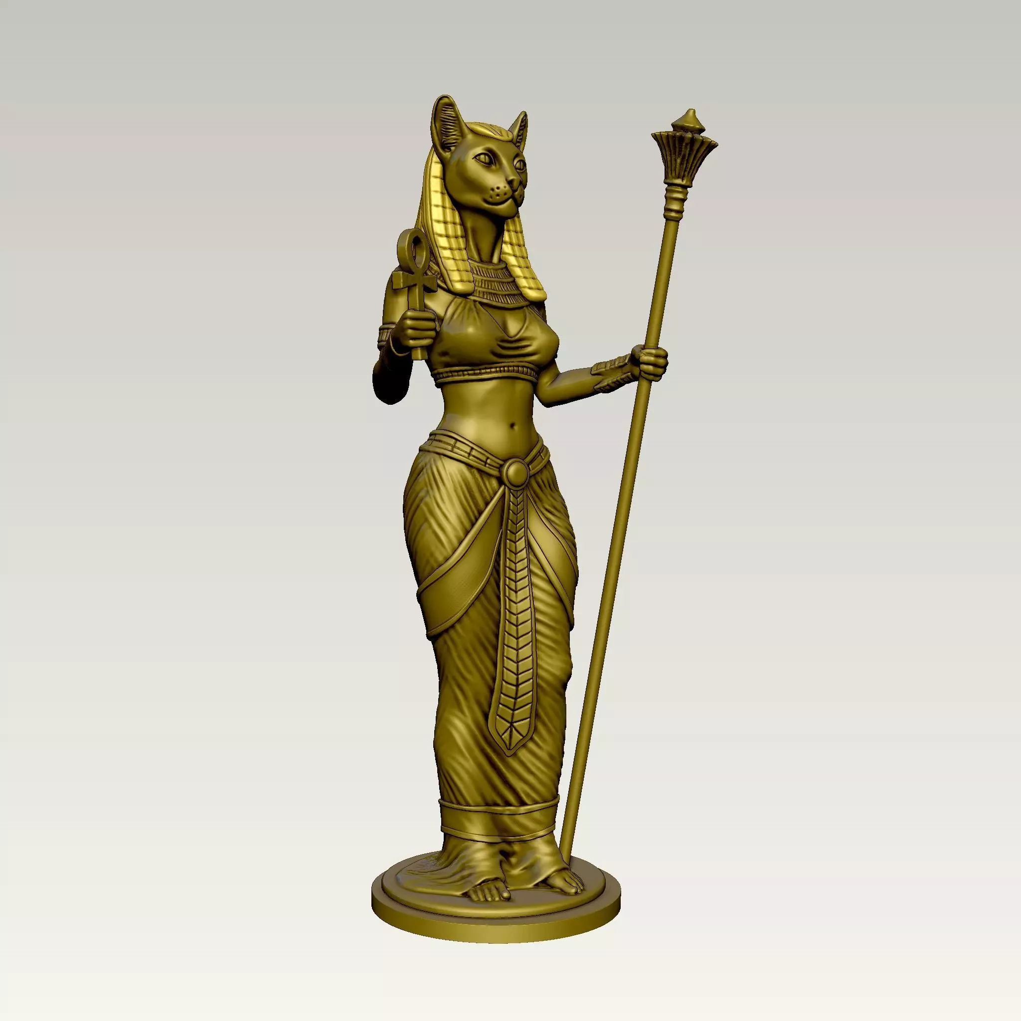 Statue of the Egyptian goddess Bastet 3D print model_7