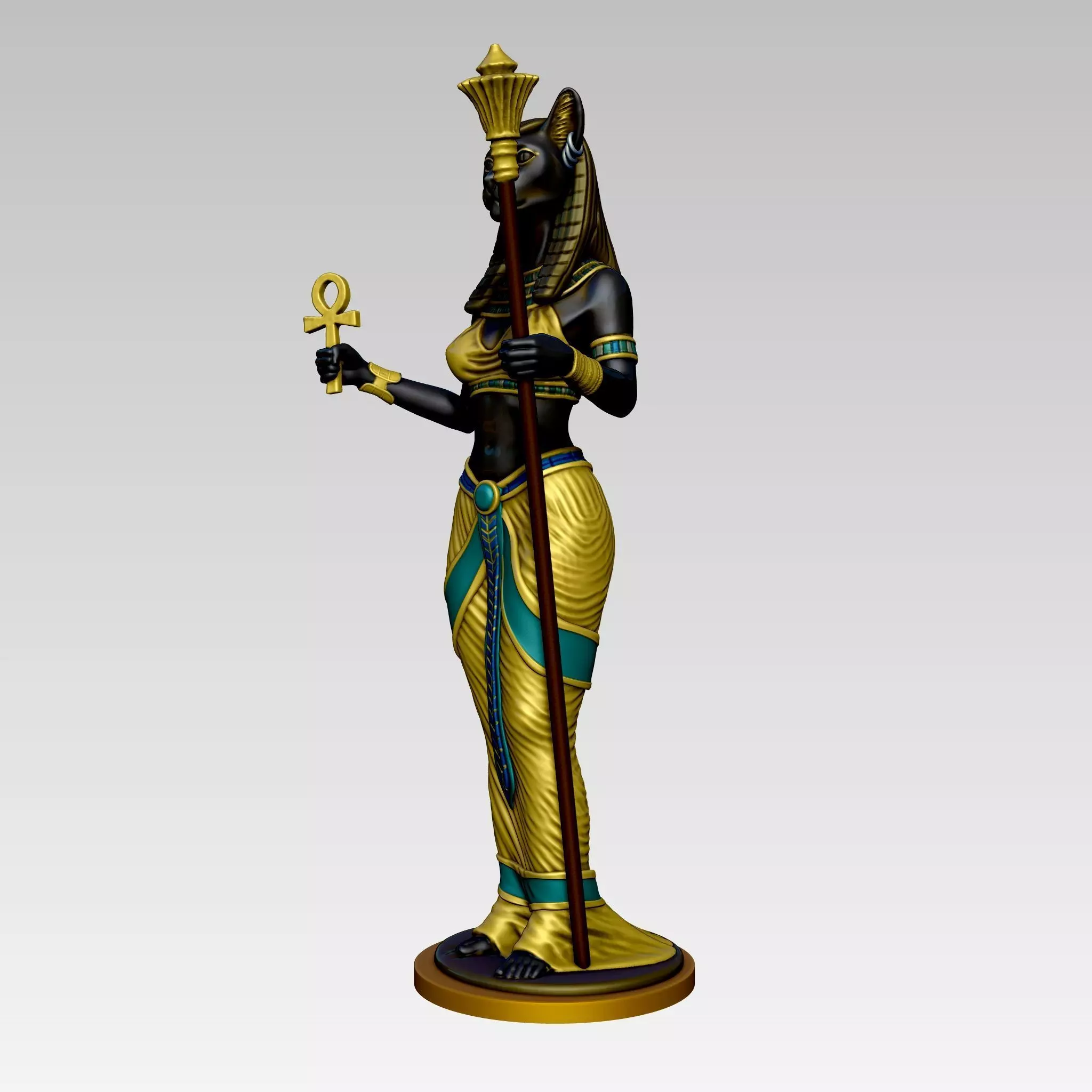 Statue of the Egyptian goddess Bastet 3D print model_5