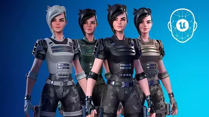 Stylized Female Soldier - UE4 UE5 Unity