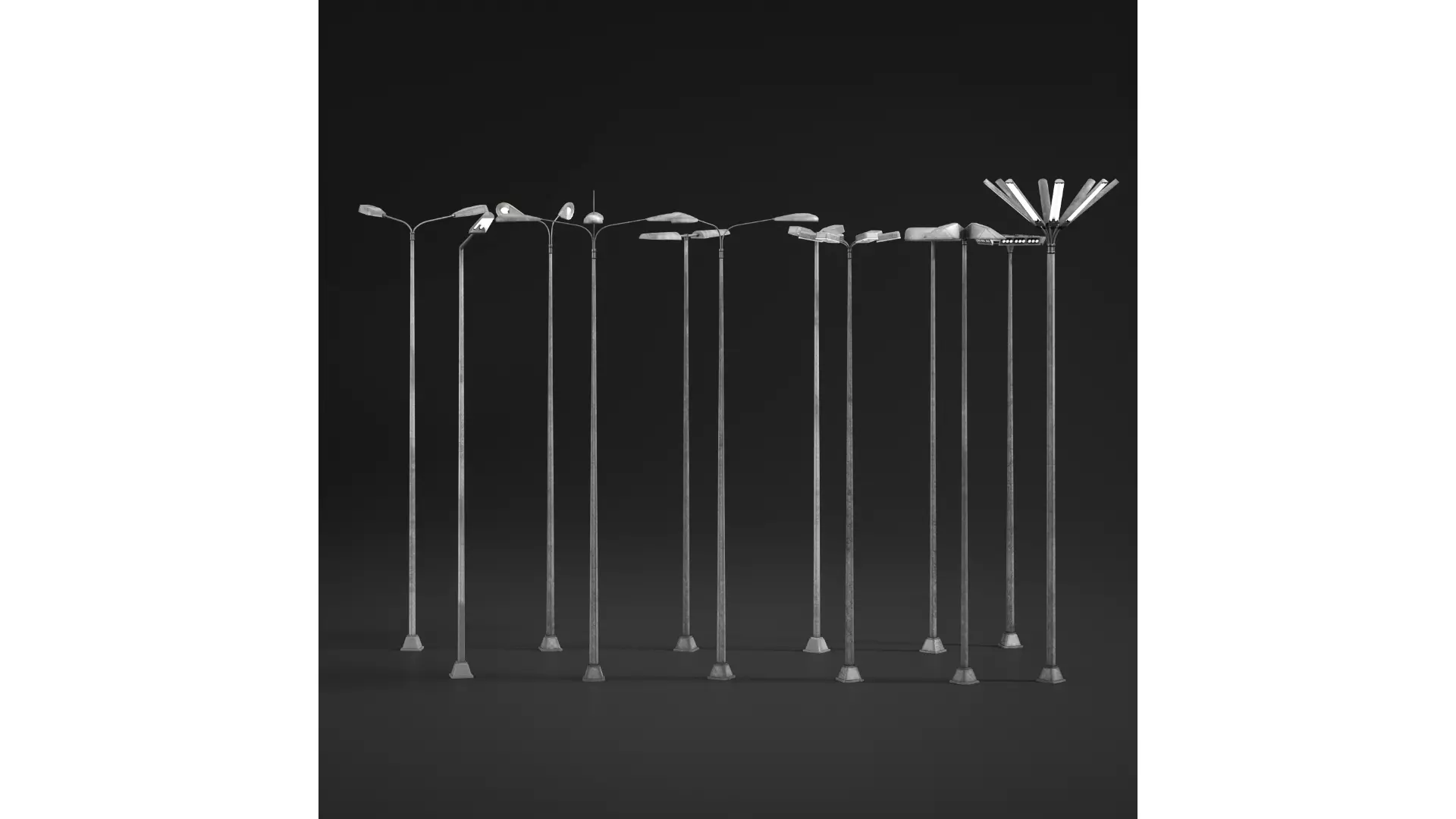 Street Lights Low-poly 3D model_1