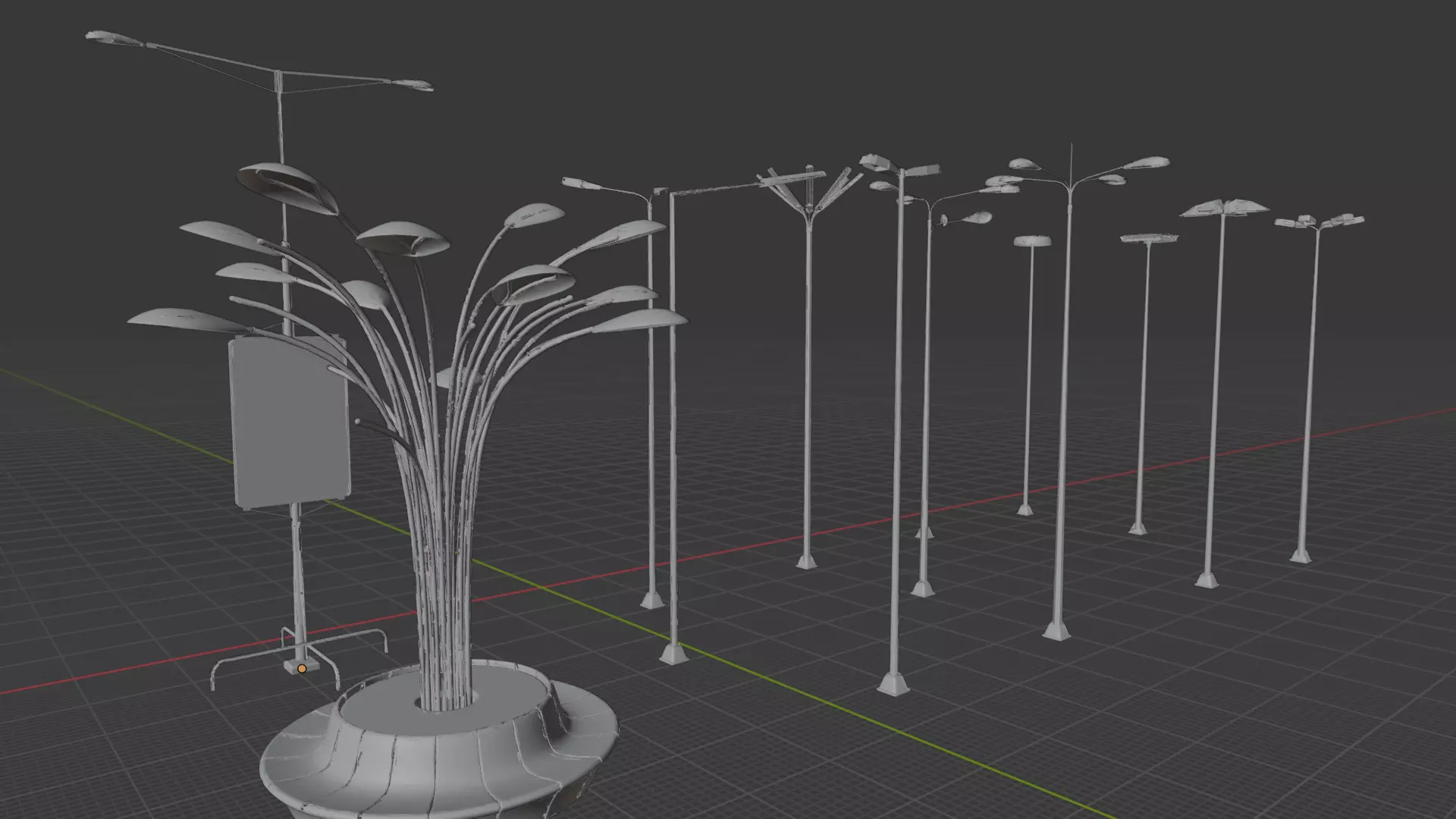 Street Lights Low-poly 3D model_3