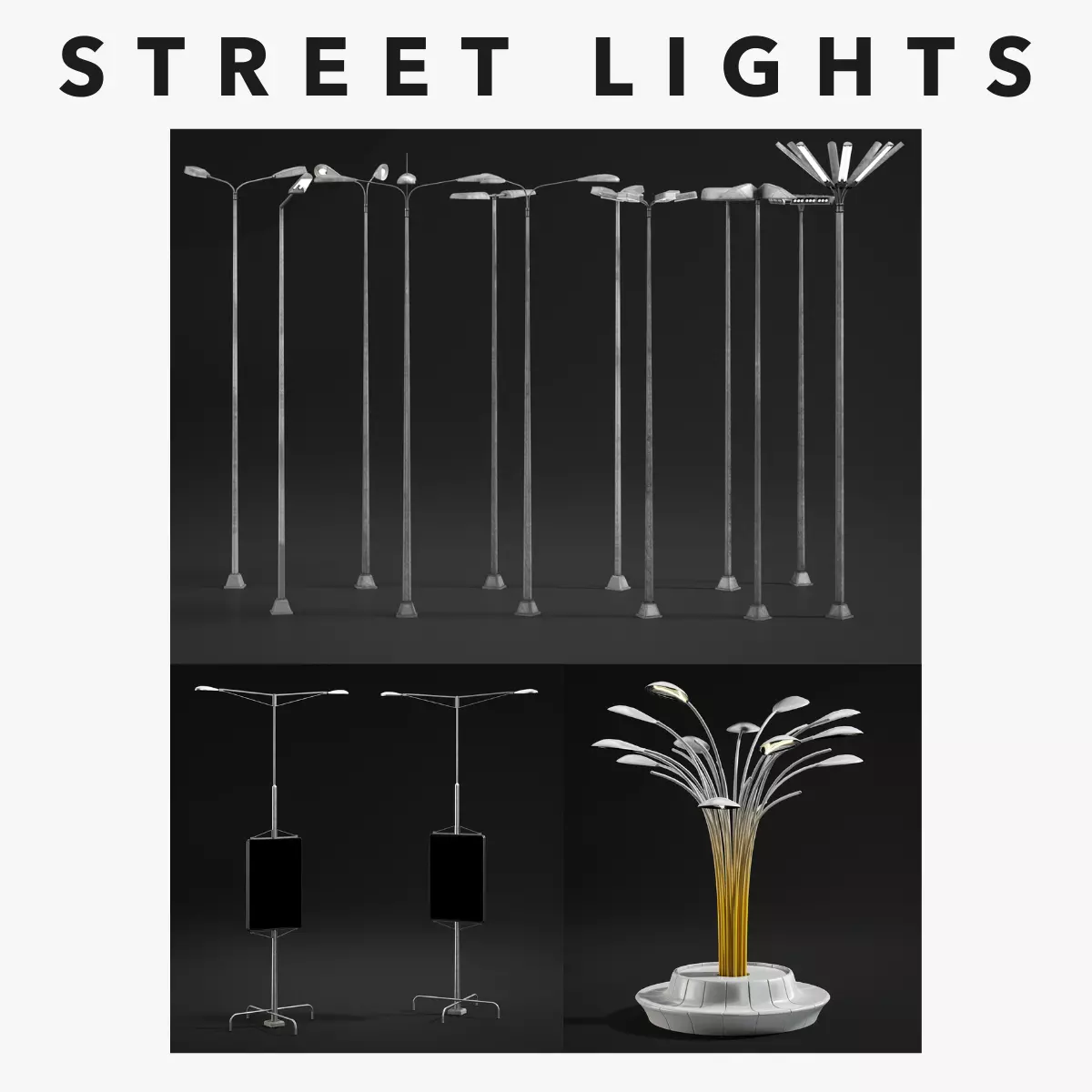 Street Lights Low-poly 3D model_0