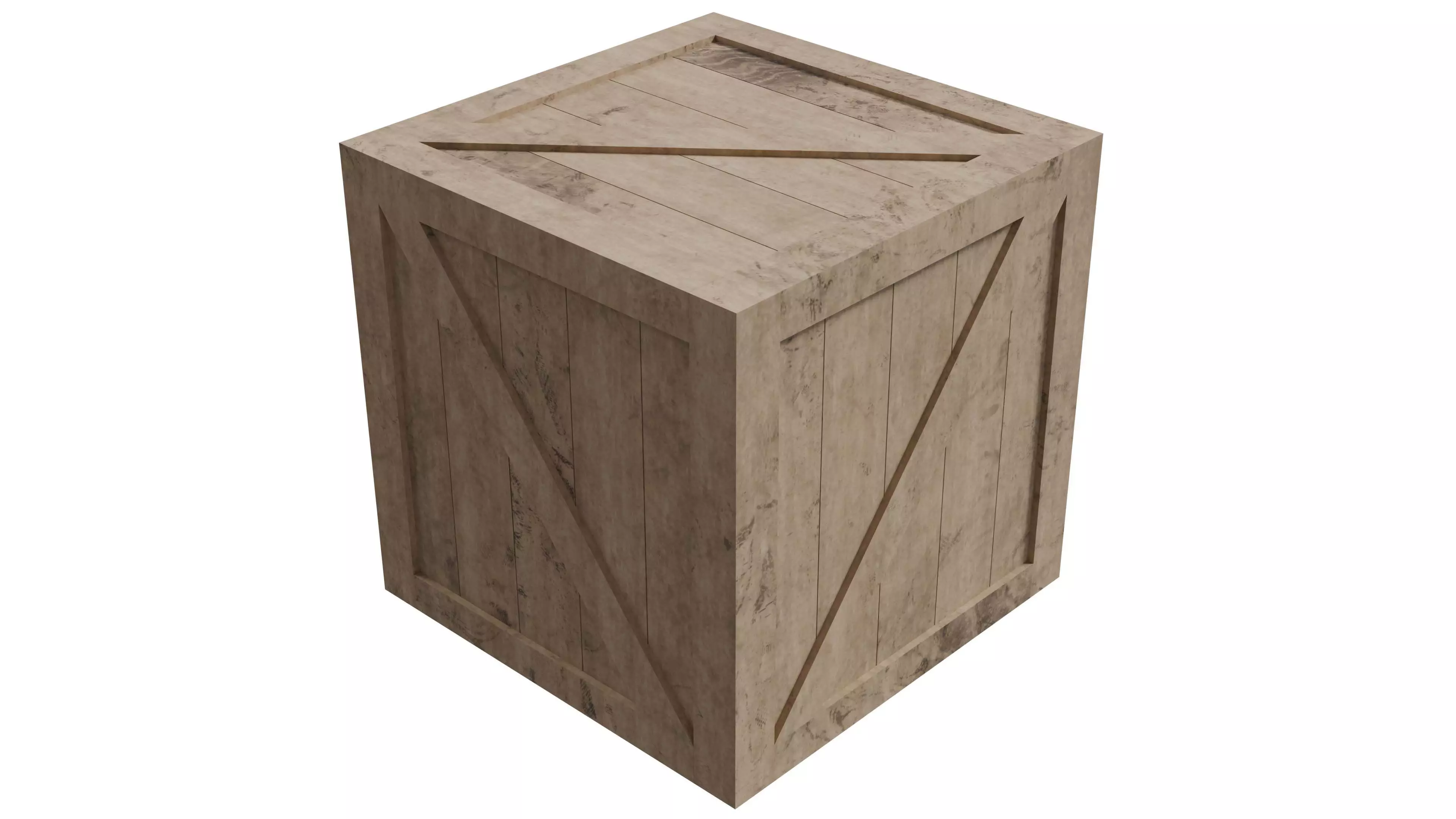 Wooden Box Low-poly 3D model