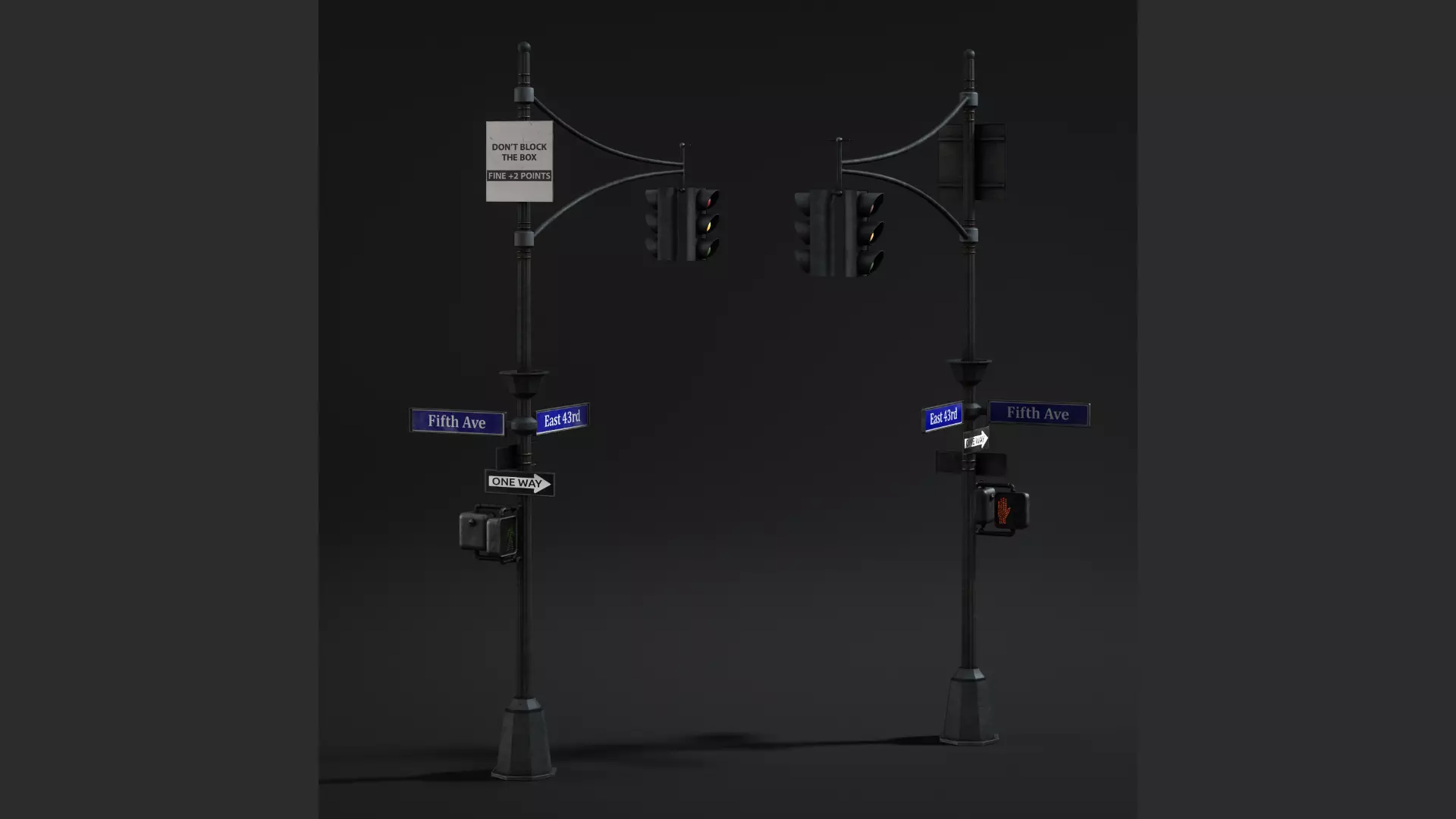 Traffic Light Signals Low-poly 3D model_4
