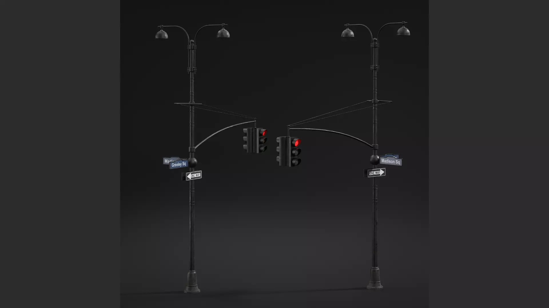 Traffic Light Signals Low-poly 3D model_1