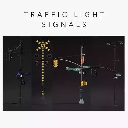Traffic Light Signals Low-poly 3D model