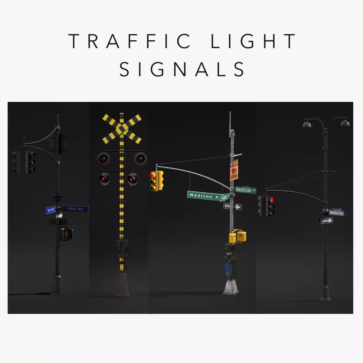 Traffic Light Signals Low-poly 3D model_0