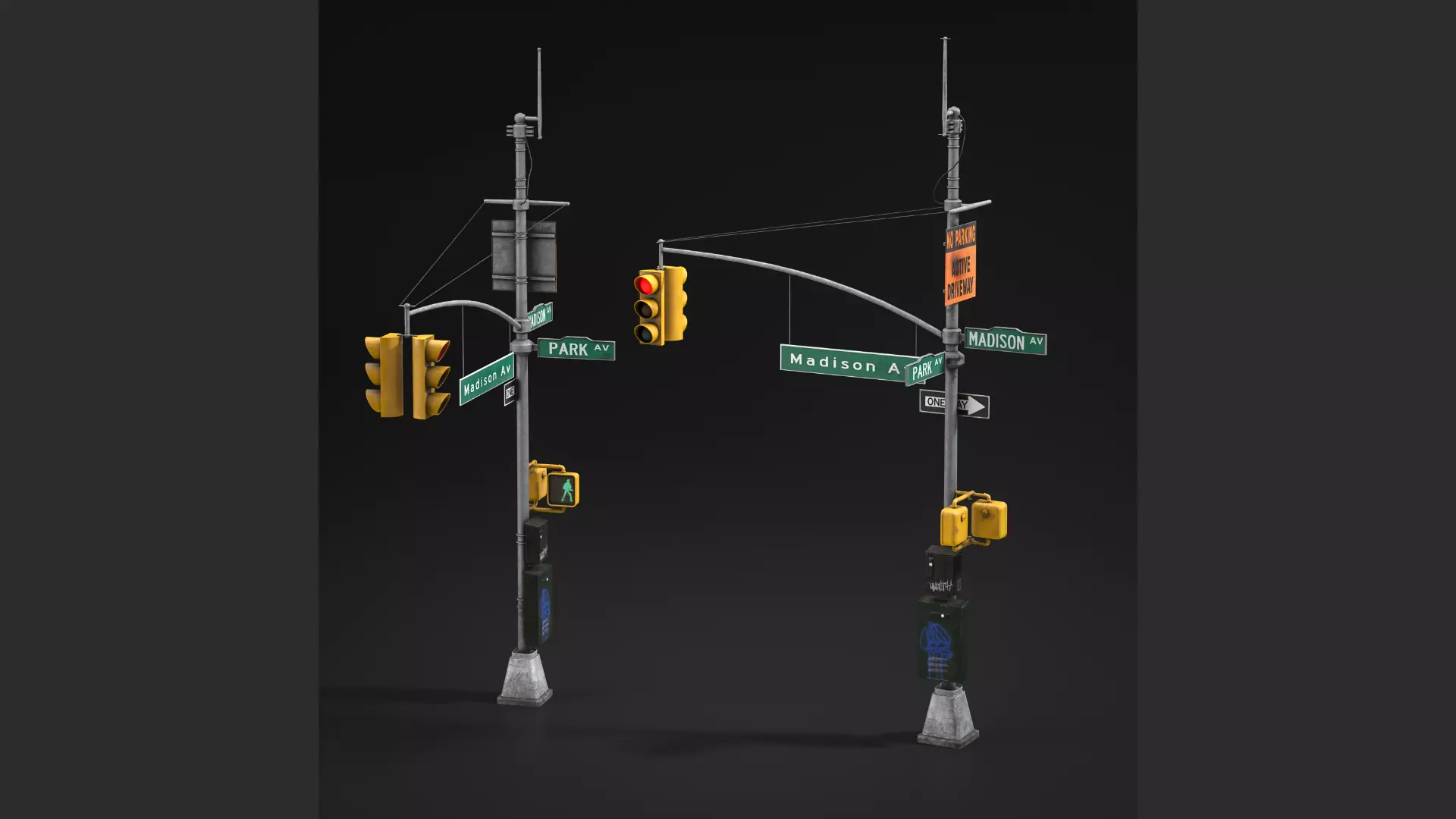 Traffic Light Signals Low-poly 3D model_2