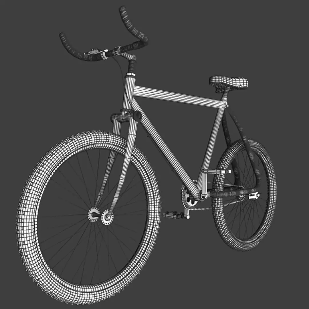 Fixed Gear Bicycle Low-poly 3D model_12